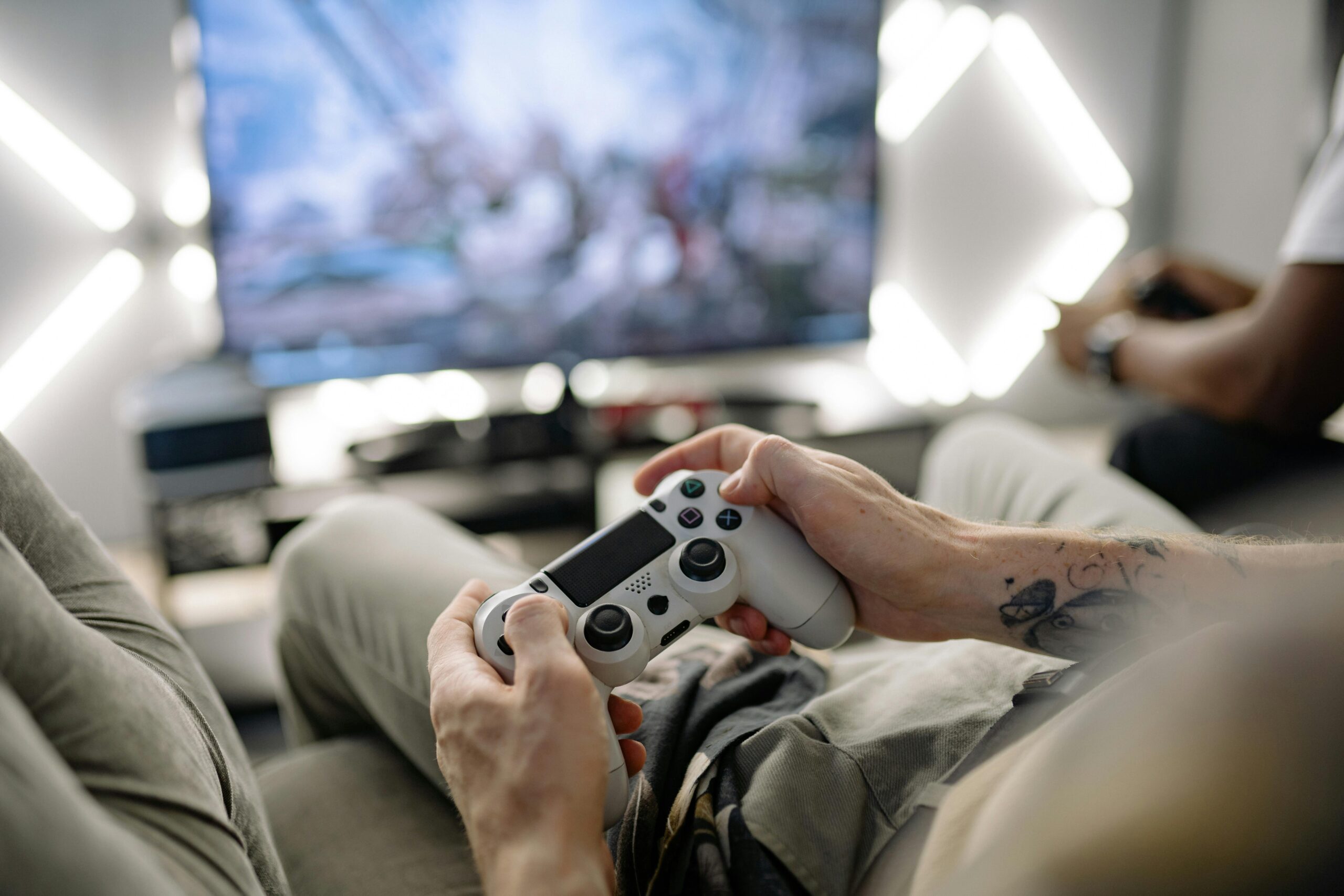 person holding a video game controller