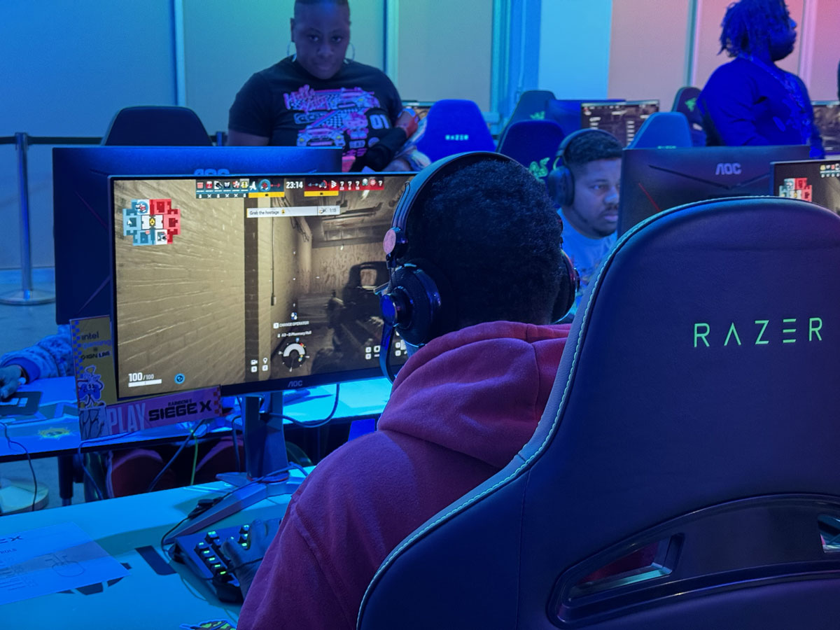 A player sits at a PC playing Rainbow Six Siege X during IGN Live in Los Angeles on Saturday, June 7, 2025. (Photo: Jared Morgan/ALG)